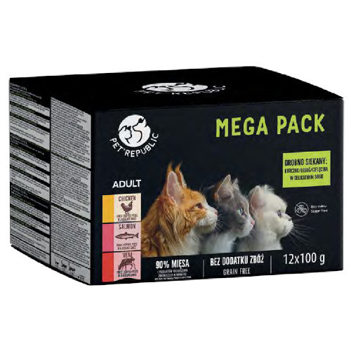 Pet Republic dla kotów ADULT mega pack 12x100g