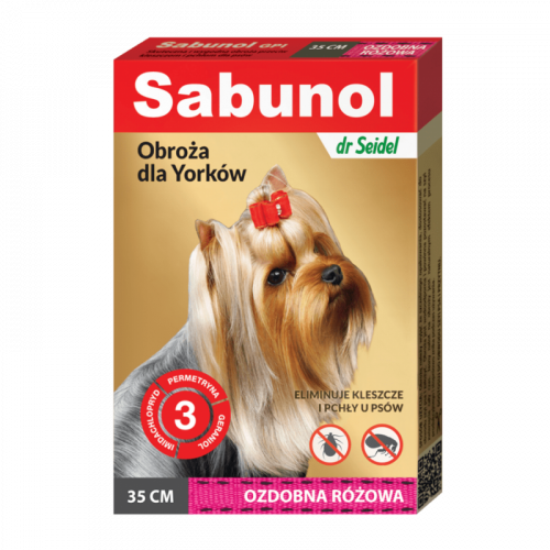 Obroża dla psa Sabunol 35cm RÓŻOWA dla Yorków