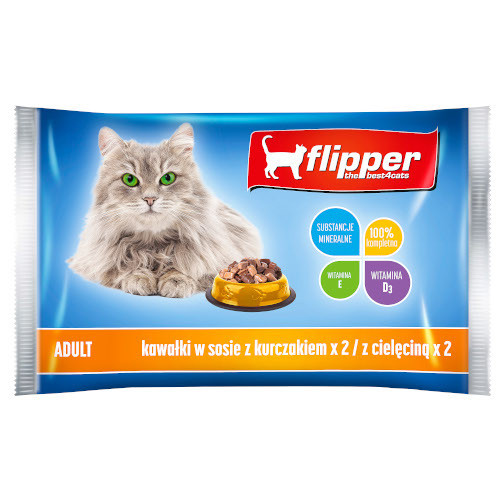 Flipper dla kotów dorosłych z kurczakiem i cielęcina 4x100g